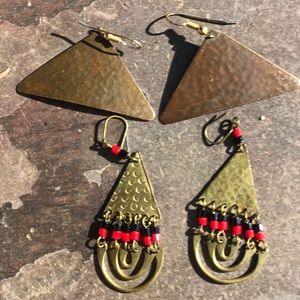 Tribal Vibes! Brass Statement Earrings 2 for 1 !